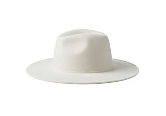 Isolated White Fedora Hat Fashionable Headwear Style Accessory Object
