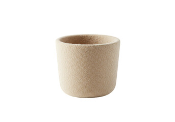 Isolated Beige Cylindrical Ceramic Planter Pot on Transparent Background