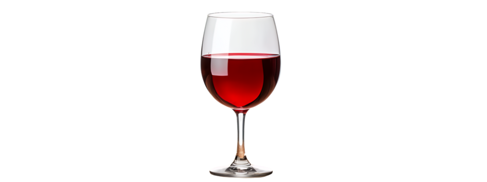 Full Glass of Deep Red Wine on Transparent Background - Powered by Adobe