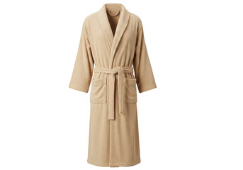Isolated Beige Terrycloth Bathrobe Clothing Garment Apparel for Relaxation