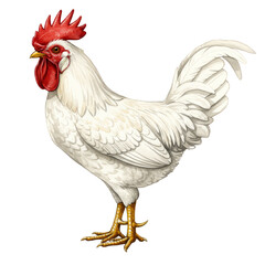 Fototapeta premium Illustration of a White Rooster Chicken Poultry Farm Animal Isolated