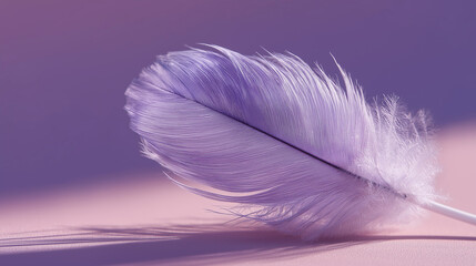 Floating Matte Feather on Pastel Purple - Minimal Creativity & Writing Symbol