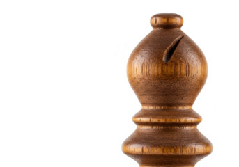 Isolated Wooden Brown Bishop Chess Piece On Transparent Background