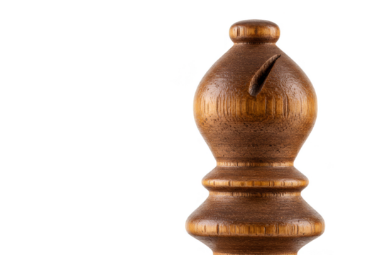 Isolated Wooden Brown Bishop Chess Piece On Transparent Background