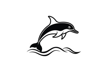 Fototapeta premium Playful Dolphin Leaping Ocean Waves Silhouette