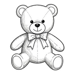 Illustration of Adorable White Teddy Bear with Bow on Transparent Background