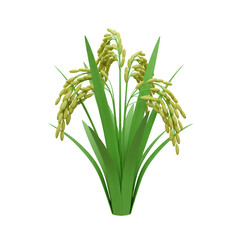 Obraz premium Golden Rice Plants Low Poly 3D Render on Transparent Background