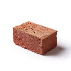 Single Red Brick Isolated on White Background for Building Projects