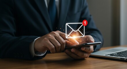 Person checking new email notification on smartphone screen