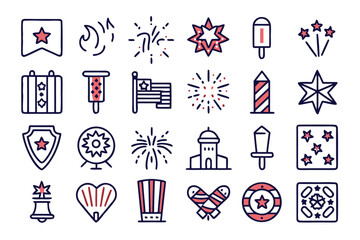 Festive fourth of july celebration banner featuring exploding fireworks and patriotic american elements for holiday events and promotions