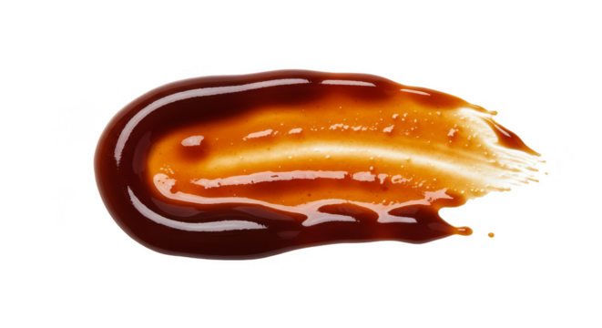 Isolated Brown Sauce Smear on Transparent Background Texture Food