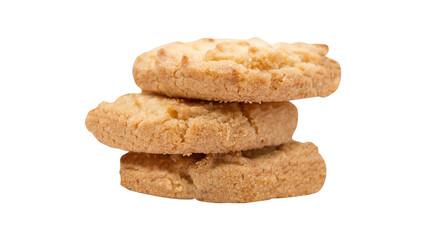 Stack of Golden Butter Cookies on White Background