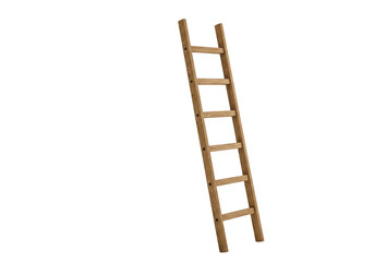 Isolated Brown Wooden Ladder with Rustic Design for Climbing Illustration