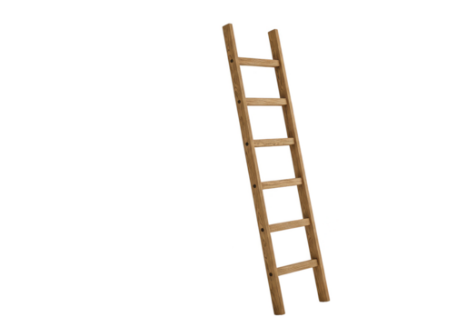 Isolated Brown Wooden Ladder with Rustic Design for Climbing Illustration