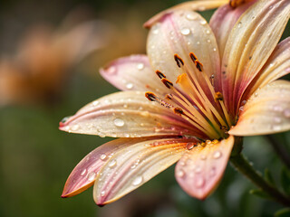 Fototapeta premium pink flower with water drops. flower, pink, nature, daisy, garden, macro, summer, purple, plant, flora, yellow, blossom, beauty, petals, bloom, closeup, spring, flowers, petal, gerbera, red, bright, c