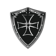 Vintage Hipster Roman Greek Medieval War Shield Illustration Logo