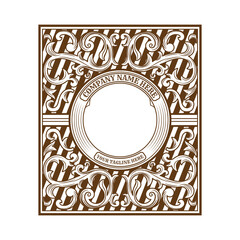 Square Vintage Old Royal Border Frame Badge Emblem Label Design
