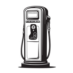 fuel dispenser line art silhouette vector illustration 