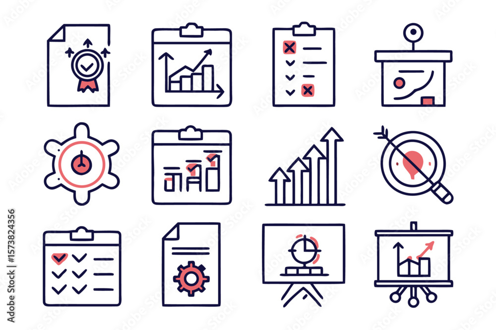 Poster comprehensive collection of line style web elements designed for strategic planning and business dev