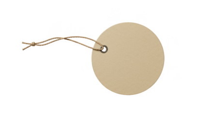 Isolated Cardboard Price Tag With String Craft Template On Transparent Background