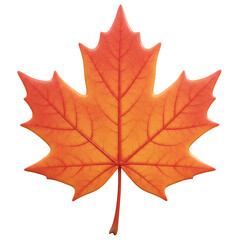 Fototapeta premium Isolated Vibrant Orange Maple Leaf with Detailed Veins on Transparent Background