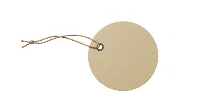 Isolated Cardboard Price Tag With String Craft Template On Transparent Background