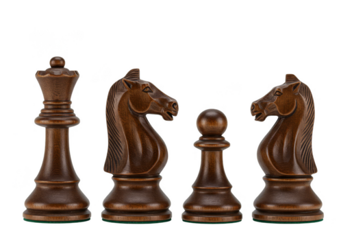 Isolated Chess Pieces Queen Knight and Pawn Game Strategy Transparent - Powered by Adobe