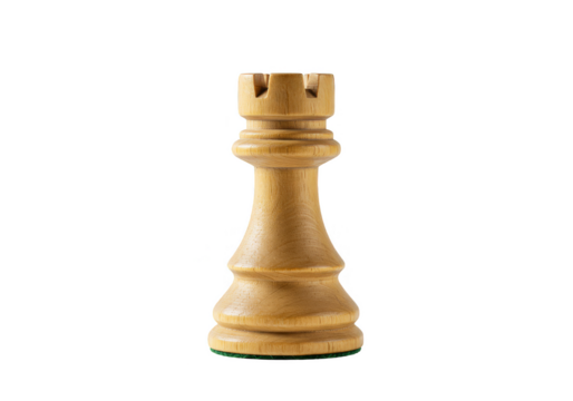 Isolated Chess Rook Piece on Transparent Background Still Life