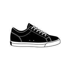 Illustration of Black and White Sneaker Shoe Isolated on Transparent Background