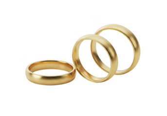 Isolated Close Up Golden Wedding Rings On Transparent Background