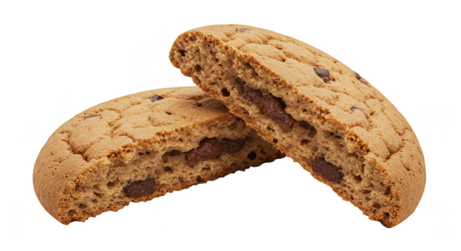 Isolated Close Up of Chocolate Chip Biscotti Cookies on Transparent