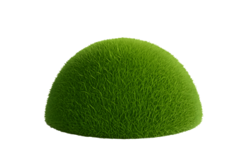 Isolated 3D Rendered Green Grass Mound with Lush Texture on a Clean Light Gray Background, Perfect for Nature-Themed Designs and Environmental Concepts