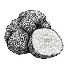 Illustration of Black Truffle Gourmet Food Isolated on Transparent Background