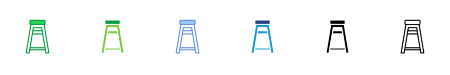 Bar Stool Icon – Modern High Chair Symbol for Café, Kitchen, Restaurant, and Interior Furniture in Flat Design