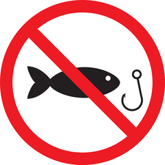 No Fishing sign icon  for graphic design, logo, web site, social media, mobile app, ui illustration