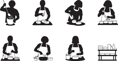 Soap making process icon with pouring mixing cutting packaging and shelf illustration