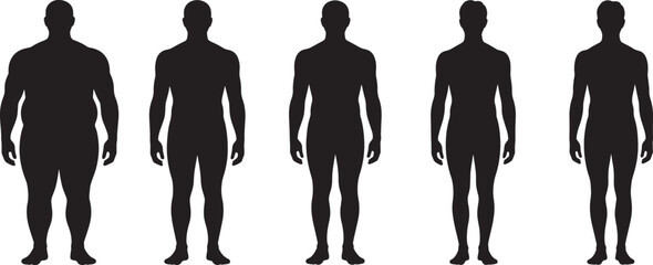 Male body type silhouette icon showing different man body shapes and fitness figures
