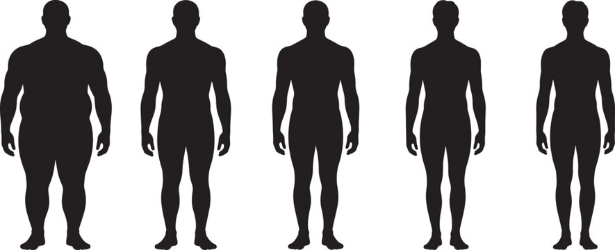 Male body type silhouette icon showing different man body shapes and fitness figures