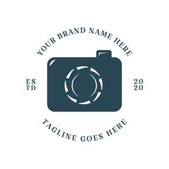 Vintage Retro Digital Photo Video Camera Icon for Photography or Video Recorder Badge Emblem Illustration