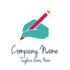 Simple Minimalist Hand Hold Pen Pencil for Signature Author Education Book Logo Design