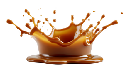 A solitary splash of caramel set on a white background. 3D illustration, 3D rendering

