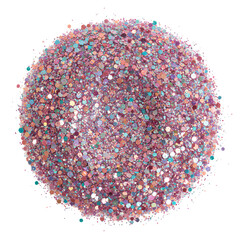 Pink Purple Teal Glitter Pile on Transparent Background