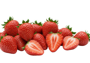 Isolated Fresh Strawberries Pile Fruit Sweet Healthy Food Png Image