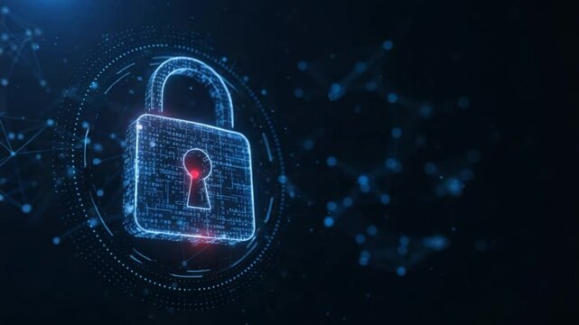 Digital lock symbolizes secure data protection and cybersecurity