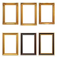 Isolated Gold Antique Picture Frames Ornate Frame With Transparent Background