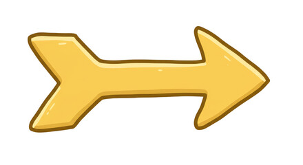 Isolated Gold Arrow Pointing Right Direction on Transparent Background
