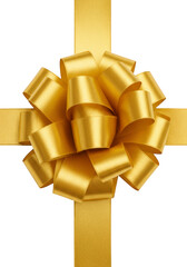 Isolated Gold Bow for Holiday Present Wrapping Celebration Decoration