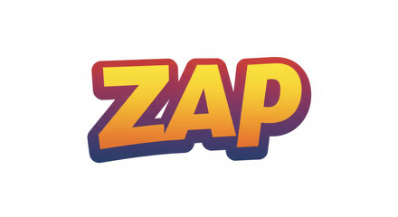 Illustration of Colorful Word Zap with Cartoon Font on Transparent Background