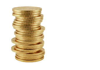 Isolated Gold Coins Stack on Transparent Background Wealth and Finance