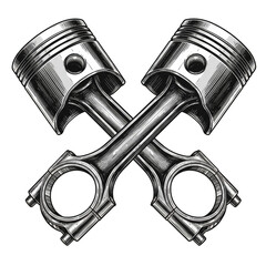 Illustration of Crossed Silver Pistons Automotive Engine Mechanical Parts